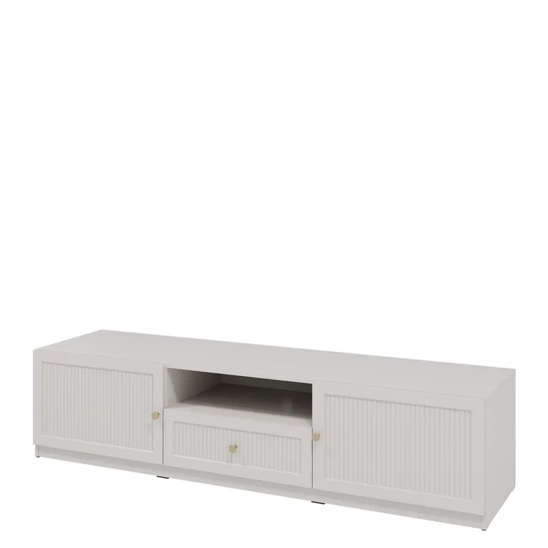 Fayric Gulvstående TV-benk 180 cm med Oppbevaring i Malt Tre, Beige