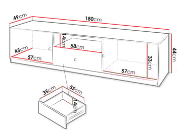 Fayric TV-benk 180 cm - Beige - Møbler - TV- & Mediamøbler - TV benk & mediabenk