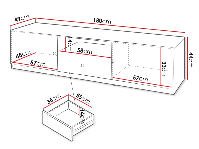 Fayric TV-benk 180 cm - Beige - Møbler - TV- & Mediamøbler - TV benk & mediabenk