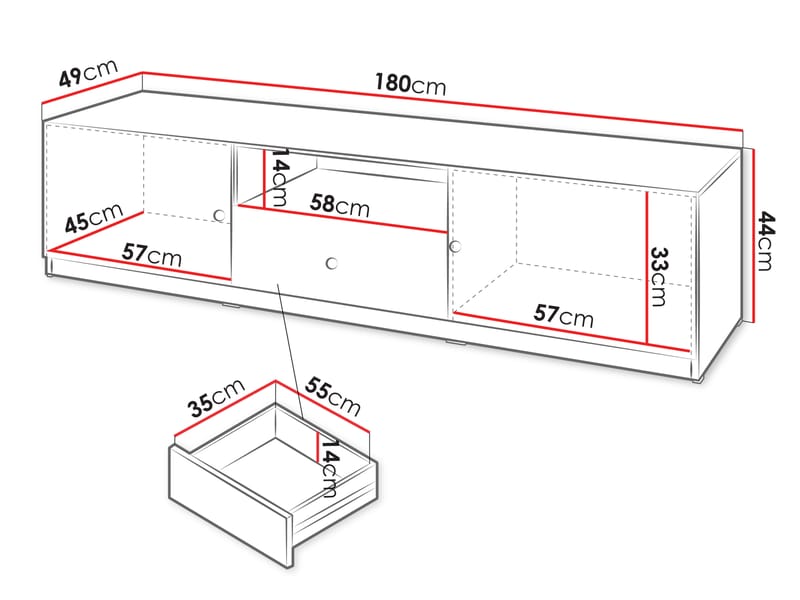 Fayric TV-benk 180 cm - Beige - Møbler - TV- & Mediamøbler - TV benk & mediabenk