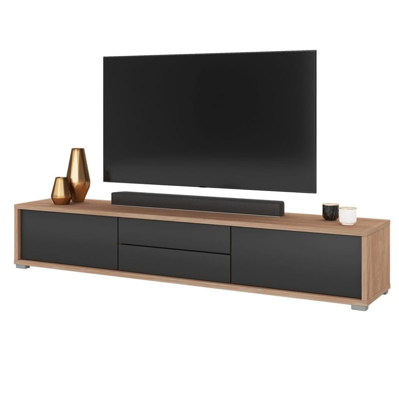 Flytende TV-stativ Frida 2 klaffer med 2 skuffer opp - Antrasitt - Møbler - TV- & Mediamøbler - TV benk & mediabenk