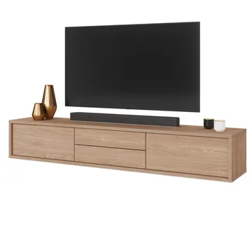 Flytende TV-stativ Frida 2 klaffer med 2 skuffer opp - Oljet Eik - Møbler - TV- & Mediamøbler - TV benk & mediabenk