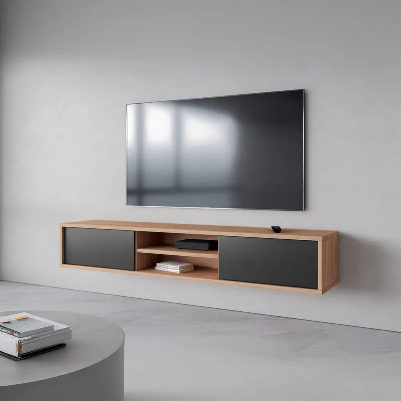 Flytende TV-stativ Frida 2 klaffer opp - Antrasitt - Møbler - TV- & Mediamøbler - TV benk & mediabenk