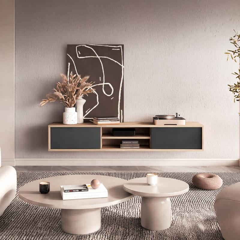 Flytende TV-stativ Frida 2 klaffer opp - Antrasitt - Møbler - TV- & Mediamøbler - TV benk & mediabenk