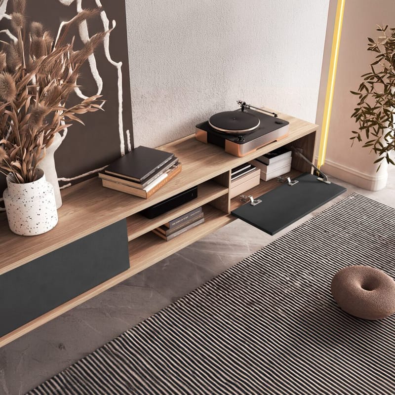 Flytende TV-stativ Frida 2 klaffer opp - Antrasitt - Møbler - TV- & Mediamøbler - TV benk & mediabenk