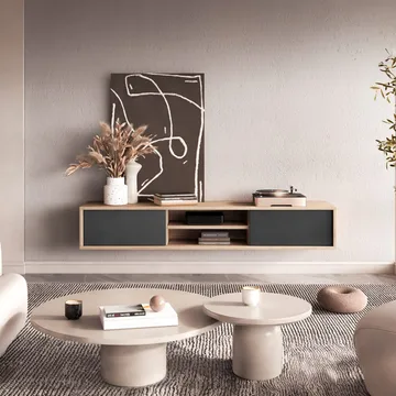 Flytende TV-stativ Frida 2 klaffer opp - Antrasitt - Møbler - TV- & Mediamøbler - TV benk & mediabenk