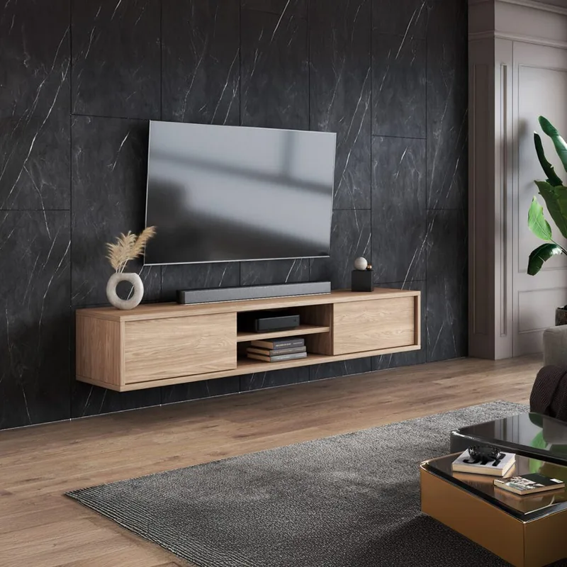 Flytende TV-stativ Frida 2 klaffer opp - Oljet Eik - Møbler - TV- & Mediamøbler - TV benk & mediabenk