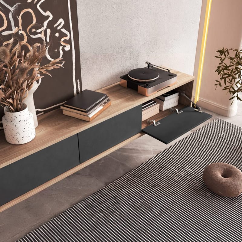 Flytende TV-stativ Frida 3 klaffer opp - Antrasitt - Møbler - TV- & Mediamøbler - TV benk & mediabenk