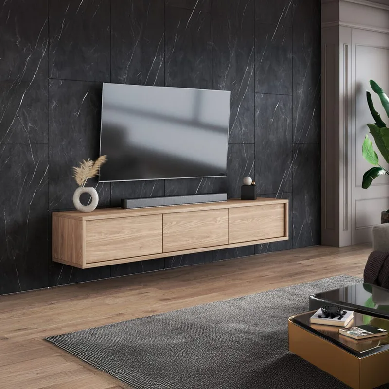 Flytende TV-stativ Frida 3 klaffer opp - Oljet Eik - Møbler - TV- & Mediamøbler - TV benk & mediabenk