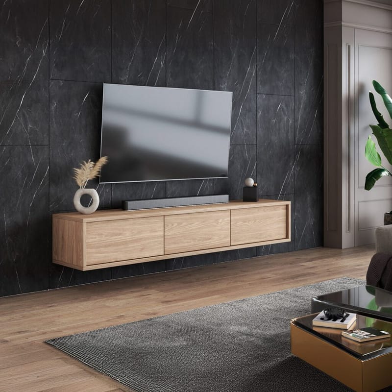 Flytende TV-stativ Frida 3 klaffer opp - Oljet Eik - Møbler - TV- & Mediamøbler - TV benk & mediabenk