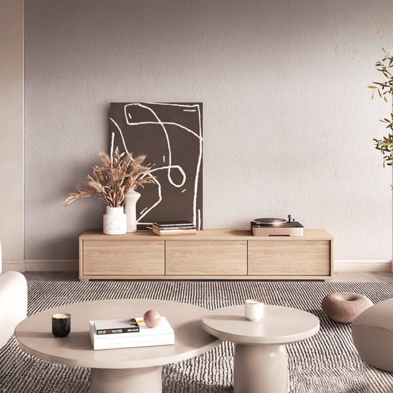 Flytende TV-stativ Frida 3 klaffer opp - Oljet Eik - Møbler - TV- & Mediamøbler - TV benk & mediabenk