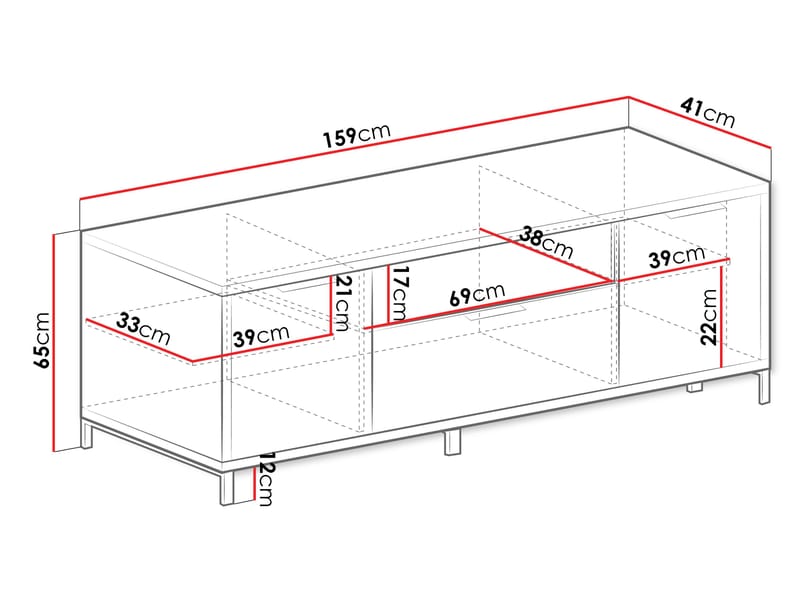 Fonti Gulvstående TV-benk 159 cm i Treutseende - Brun - Møbler - TV- & Mediamøbler - TV benk & mediabenk