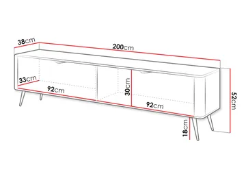 Forba Gulvstående TV-benk 200 cm med Oppbevaring i Malt Tre - Hvit - Møbler - TV- & Mediamøbler - TV benk & mediabenk