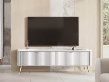Forba Rektangulær TV-benk 164 cm med Oppbevaring i Malt Tre - Hvit - Møbler - TV- & Mediamøbler - TV benk & mediabenk