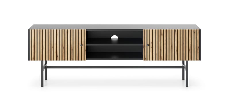 Francisca TV-benk 155 cm - Svart/Eik - Møbler - TV- & Mediamøbler - TV benk & mediabenk