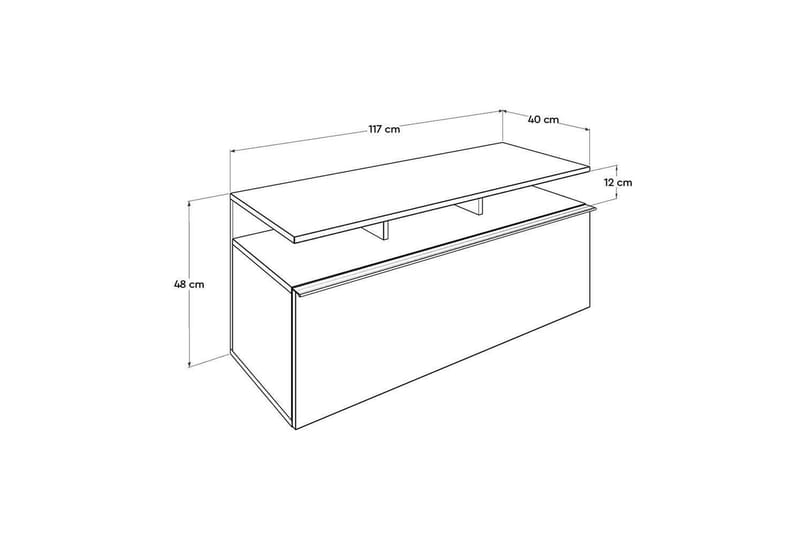 Galnor TV-benk 117 cm - Mellomfarget tre/Hvit - Møbler - TV- & Mediamøbler - TV benk & mediabenk