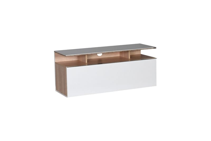 Galnor TV-benk 117 cm - Mellomfarget tre/Hvit - Møbler - TV- & Mediamøbler - TV benk & mediabenk