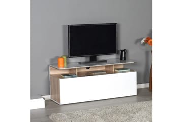 Galnor TV-benk 117 cm - Mellomfarget tre/Hvit - Møbler - TV- & Mediamøbler - TV benk & mediabenk