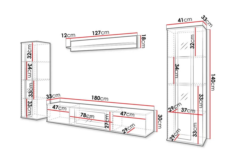 Gammelt Tv-Møbelsett - Grå - Møbler - TV- & Mediamøbler - TV-møbelsett