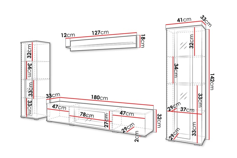 Gammelt Tv-Møbelsett - Rosa - Møbler - TV- & Mediamøbler - TV-møbelsett