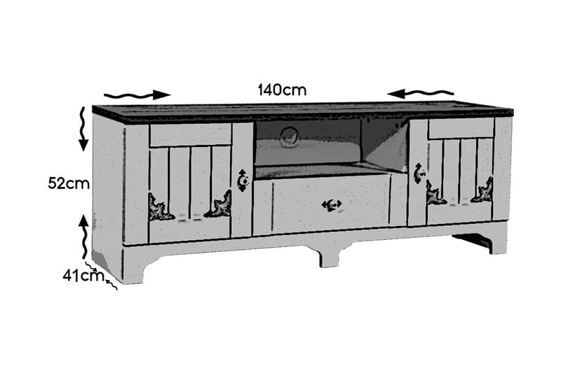 Gaszpar TV-benk 140 cm - Hvit/Valnøtt - Møbler - TV- & Mediamøbler - TV benk & mediabenk