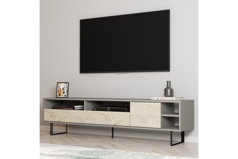 Gazali TV-benk 180 cm - Grå/Travertin - Møbler - TV- & Mediamøbler - TV benk & mediabenk