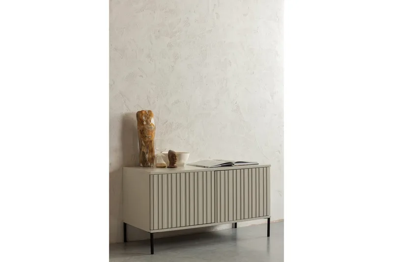 Gravure Gulvstående TV-benk 100 cm med Oppbevaring i Malt Tre - Beige - Møbler - TV- & Mediamøbler - TV benk & mediabenk