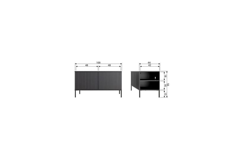 Gravure Gulvstående TV-benk 100 cm med Oppbevaring i Malt Tre - Beige - Møbler - TV- & Mediamøbler - TV benk & mediabenk