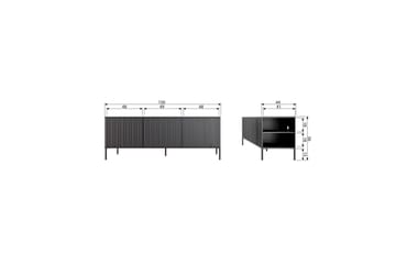 Gravure Gulvstående TV-benk 150 cm med Oppbevaring i Mørkt Tre - Lys Beige - Møbler - TV- & Mediamøbler - TV benk & mediabenk