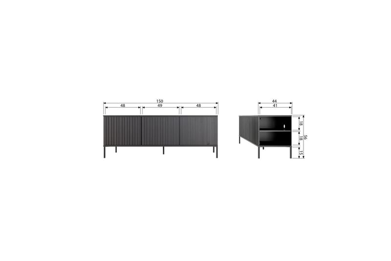Gravure Gulvstående TV-benk 150 cm med Oppbevaring i Mørkt Tre - Lys Beige - Møbler - TV- & Mediamøbler - TV benk & mediabenk
