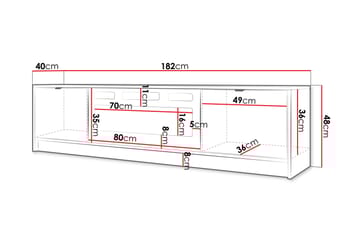 Gudelia TV-benk 182 cm - Svart - Møbler - TV- & Mediamøbler - TV benk & mediabenk