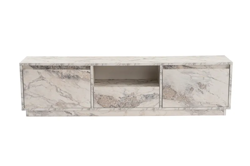 Gulliver Tv-benk 160x30 cm, Lys Beige/Marmor