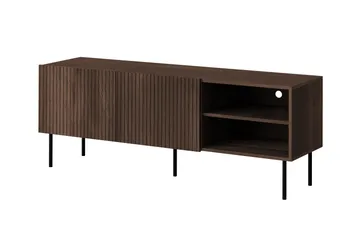 Hammarstrand Ribbet TV-benk mørkt tre med oppbevaring – 42 cm dyp, 150 cm bred, 58 cm høy - Valnøtt - Møbler - TV- & Mediamøbler - TV benk & mediabenk