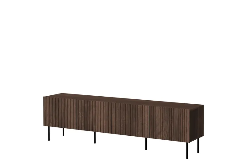 Hammarstrand TV-benk med oppbevaring 201 cm, Valnøtt / Brun / Ribbet