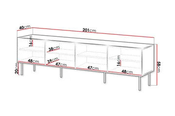 Hammarstrand TV-benk med oppbevaring 201 cm - Valnøtt / Brun / Ribbet - Møbler - TV- & Mediamøbler - TV benk & mediabenk