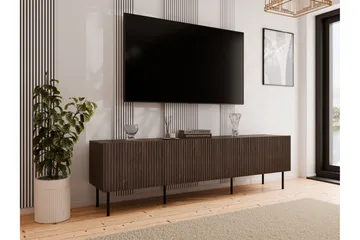 Hammarstrand TV-benk med oppbevaring 201 cm - Valnøtt / Brun / Ribbet - Møbler - TV- & Mediamøbler - TV benk & mediabenk