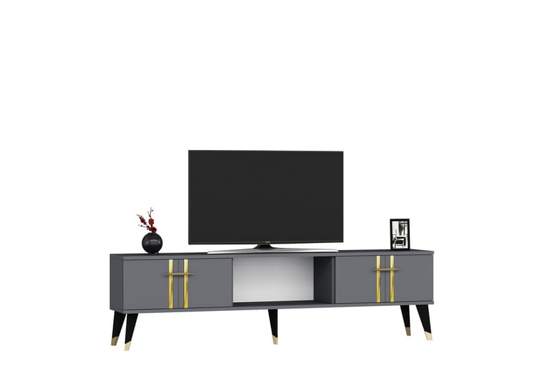 Harsum TV-benk 150 cm - Antrasitt/Gull - Møbler - TV- & Mediamøbler - TV benk & mediabenk