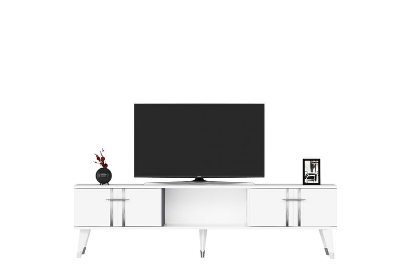 Harsum TV-benk 150 cm - Hvit/Sølv - Møbler - TV- & Mediamøbler - TV benk & mediabenk