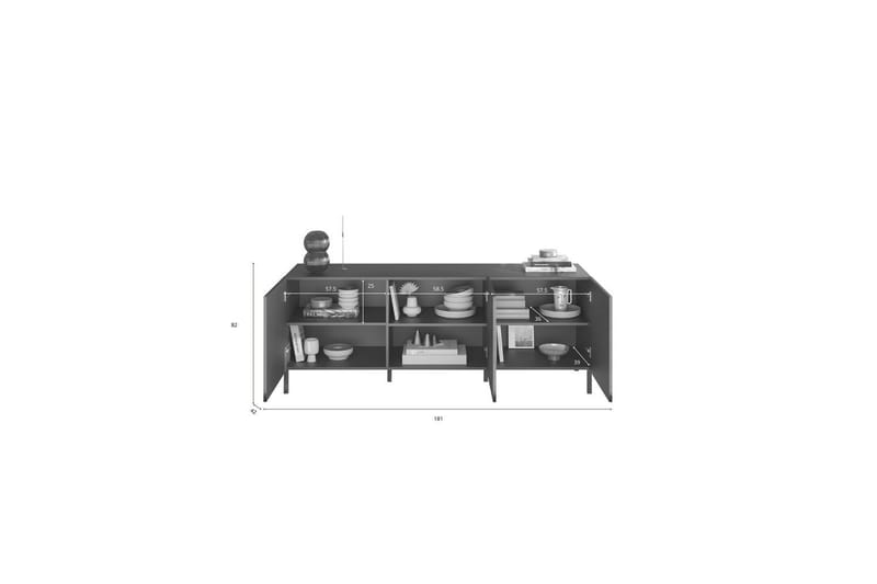 Hawell TV-benk 181 cm - Grå - Møbler - TV- & Mediamøbler - TV benk & mediabenk