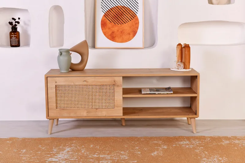 Hazeran TV-benk 138 cm - Eik - Møbler - TV- & Mediamøbler - TV benk & mediabenk