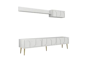 Hazim TV-benk 180 cm - Hvit/Gull - Møbler - TV- & Mediamøbler - TV benk & mediabenk