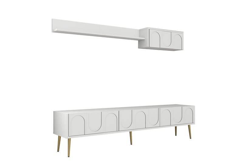 Hazim TV-benk 180 cm - Hvit/Gull - Møbler - TV- & Mediamøbler - TV benk & mediabenk