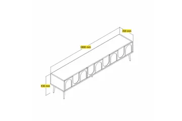 Hazim TV-benk 180 cm - Hvit/Gull - Møbler - TV- & Mediamøbler - TV benk & mediabenk