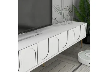 Hazim TV-benk 180 cm - Hvit/Gull - Møbler - TV- & Mediamøbler - TV benk & mediabenk