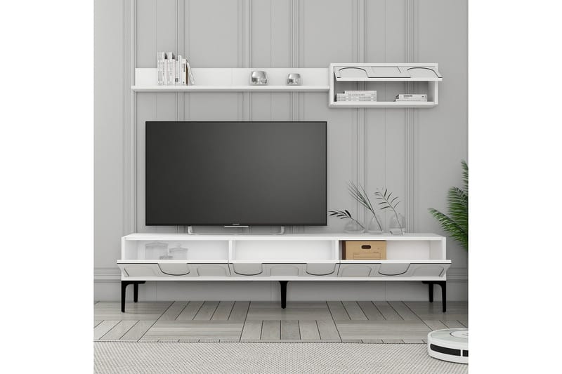 Hazim TV-benk 180 cm - Hvit/Svart - Møbler - TV- & Mediamøbler - TV benk & mediabenk
