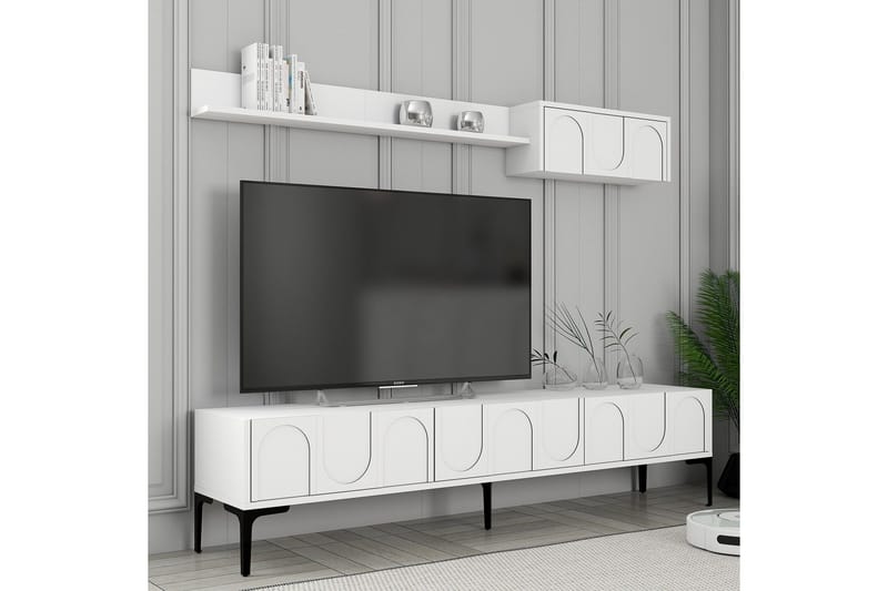 Hazim TV-benk 180 cm - Hvit/Svart - Møbler - TV- & Mediamøbler - TV benk & mediabenk