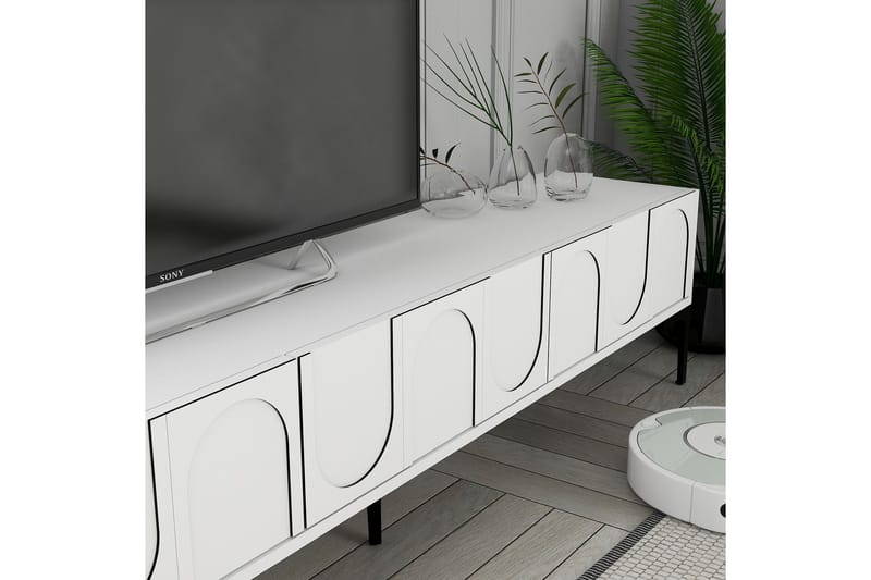 Hazim TV-benk 180 cm - Hvit/Svart - Møbler - TV- & Mediamøbler - TV benk & mediabenk