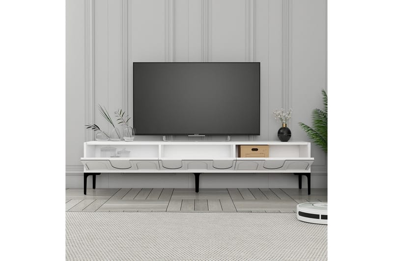 Hazim TV-benk 180 cm - Hvit/Svart - Møbler - TV- & Mediamøbler - TV benk & mediabenk