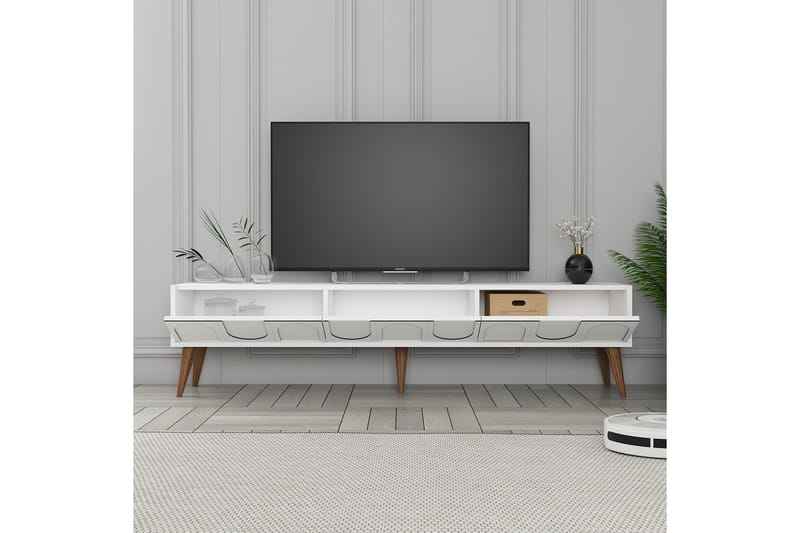 Hazim TV-benk 180 cm - Hvit/Valnøtt - Møbler - TV- & Mediamøbler - TV benk & mediabenk