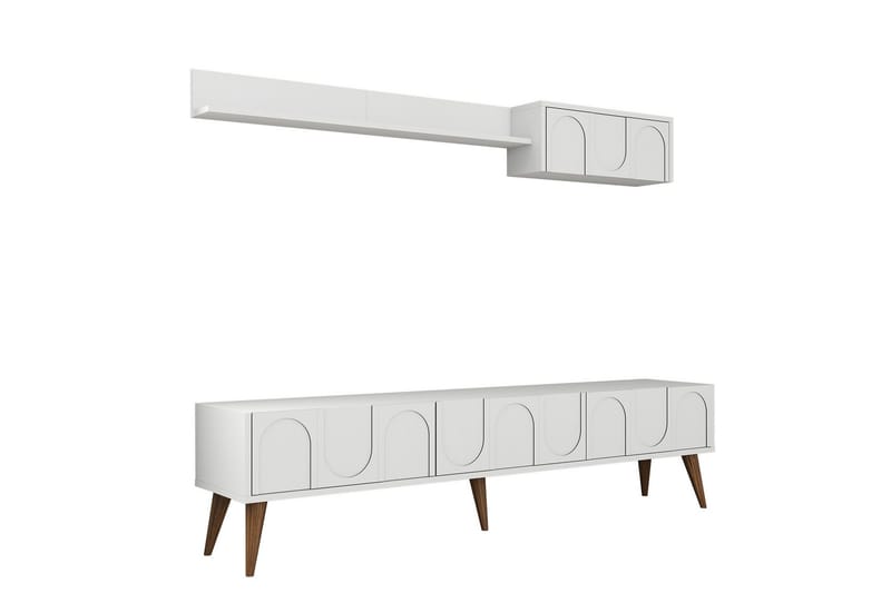 Hazim TV-benk 180 cm, Hvit/Valnøtt